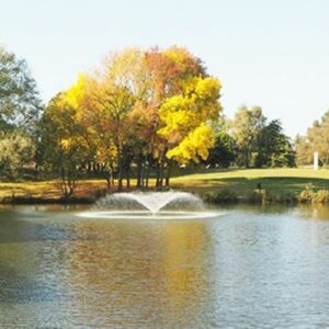 A photograph of the University of Essex Colchester campus. It is an open park with a lake, complete with fountain